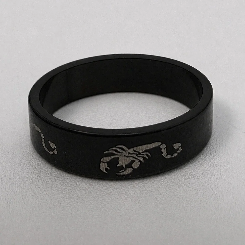 Black Stainless Steel Scorpion Band Ring Mens Size 11.5 Gothic Biker Zodiac Ring